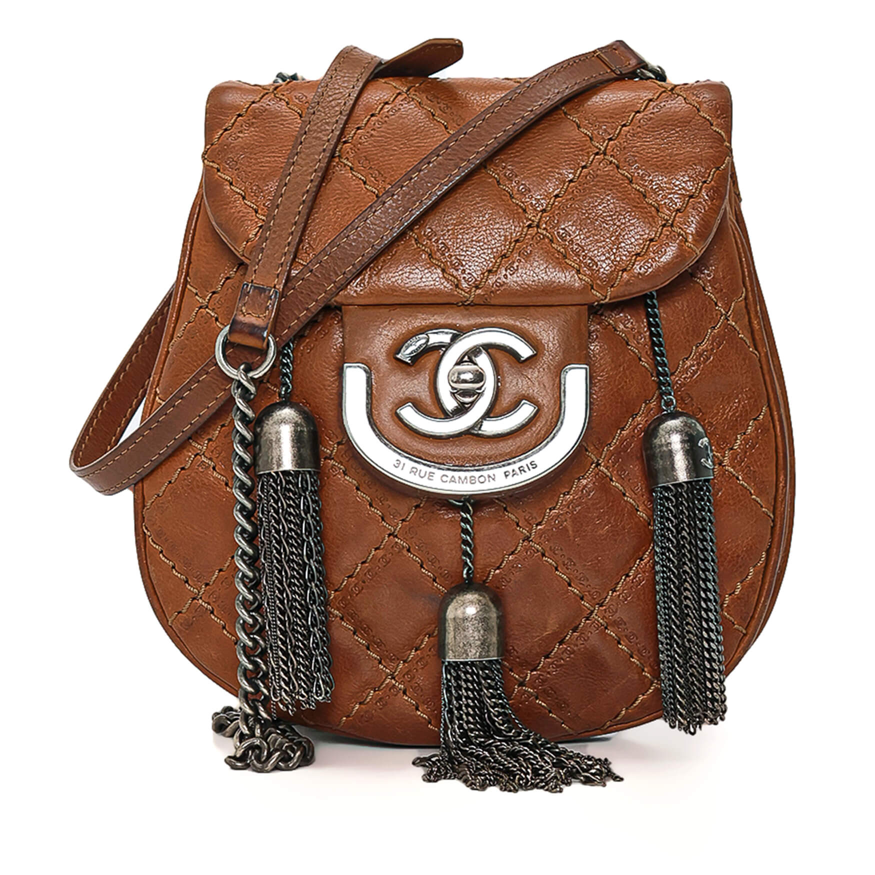 Chanel - Brown Leather 2013 Paris Edinburgh Coco Scottish Sporran Flap Bag